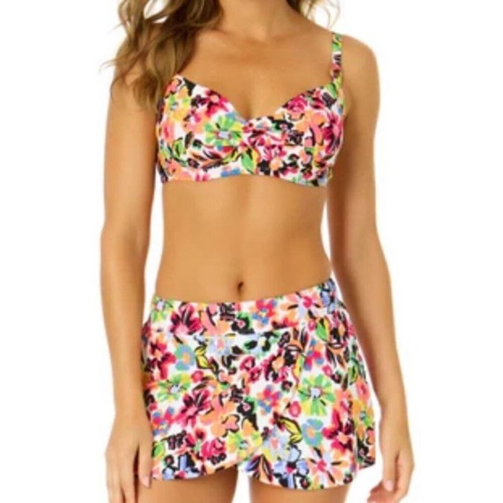 Anne Cole Sz S 34C Bikini Swimsuit Sun Blossom Swim Skirt Floral 2 piece Beach